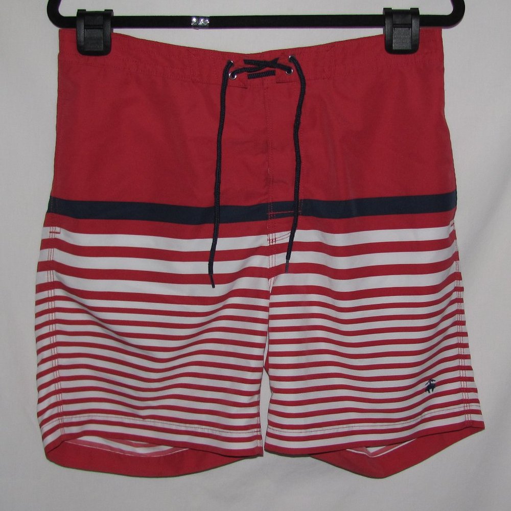 Mens' Brooks Brothers Red White Blue Striped Lined Swim Trunks Size Medium